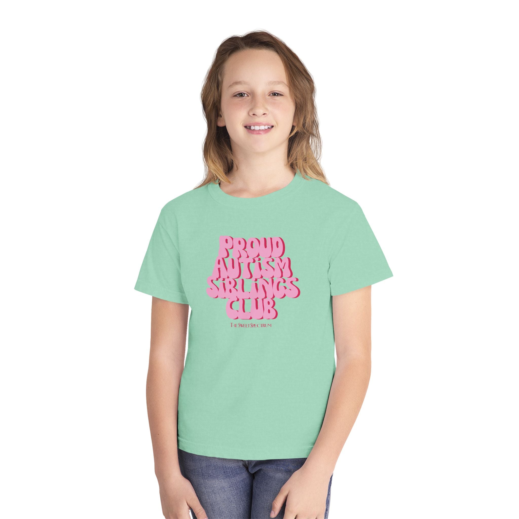 Proud Siblings Youth Tee Pink Text