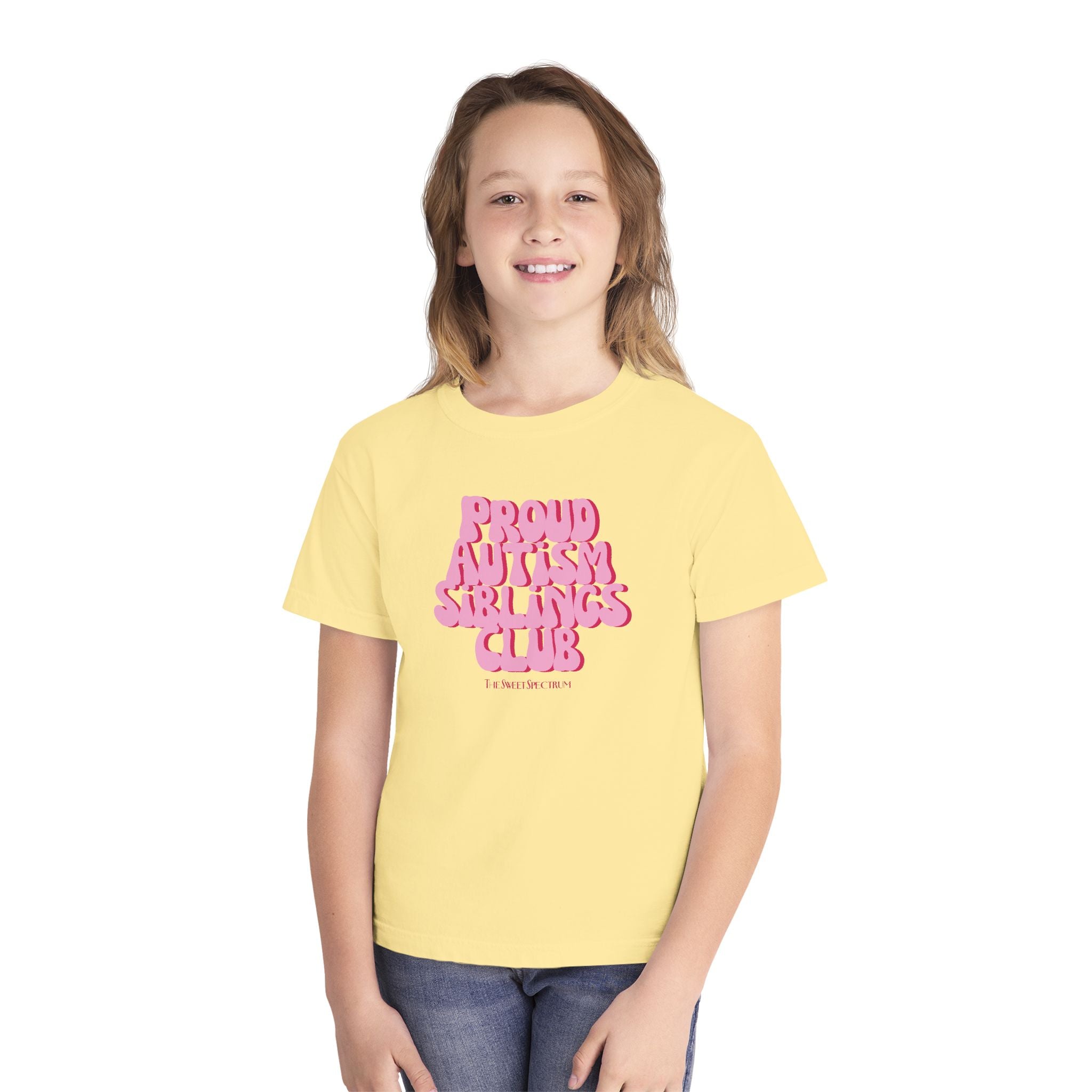 Proud Siblings Youth Tee Pink Text