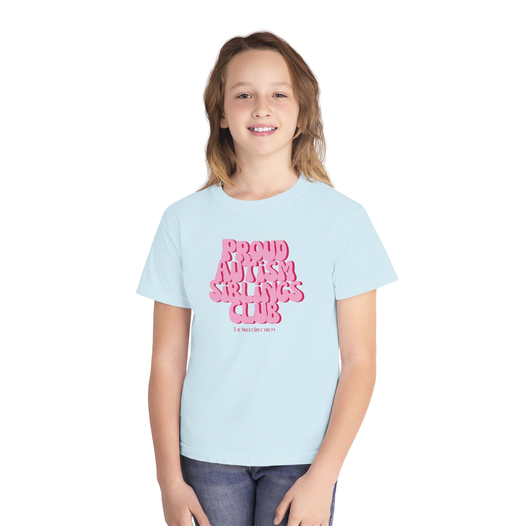 Proud Siblings Youth Tee Pink Text