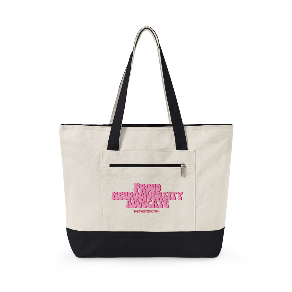 Proud Advocate Zipper Tote Pink Text