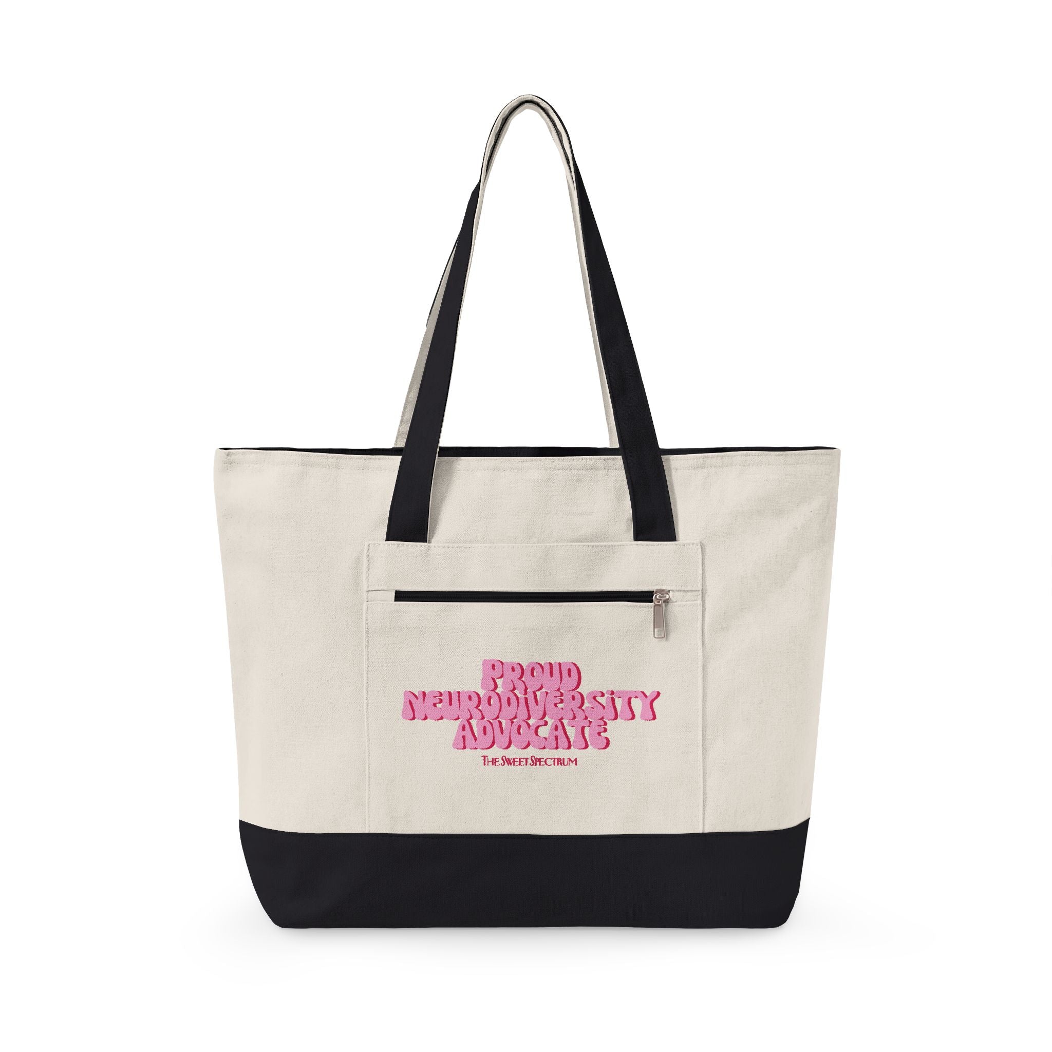 Proud Advocate Zipper Tote Pink Text