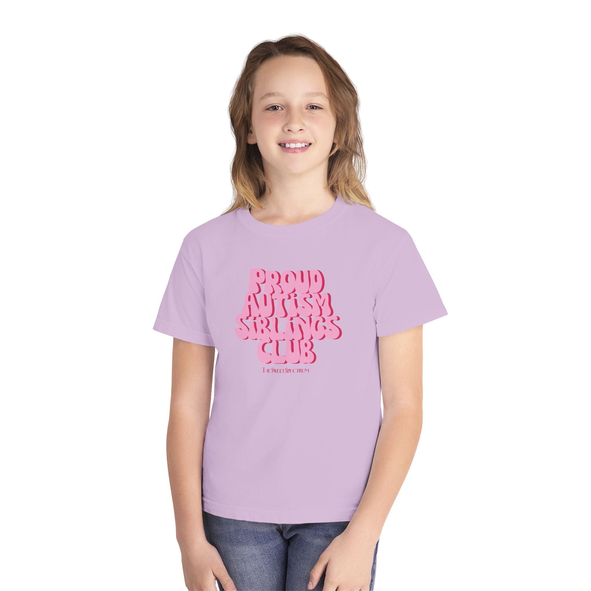 Proud Siblings Youth Tee Pink Text