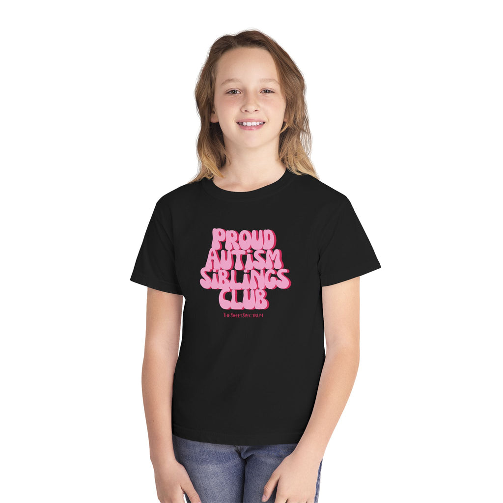 Proud Siblings Youth Tee Pink Text