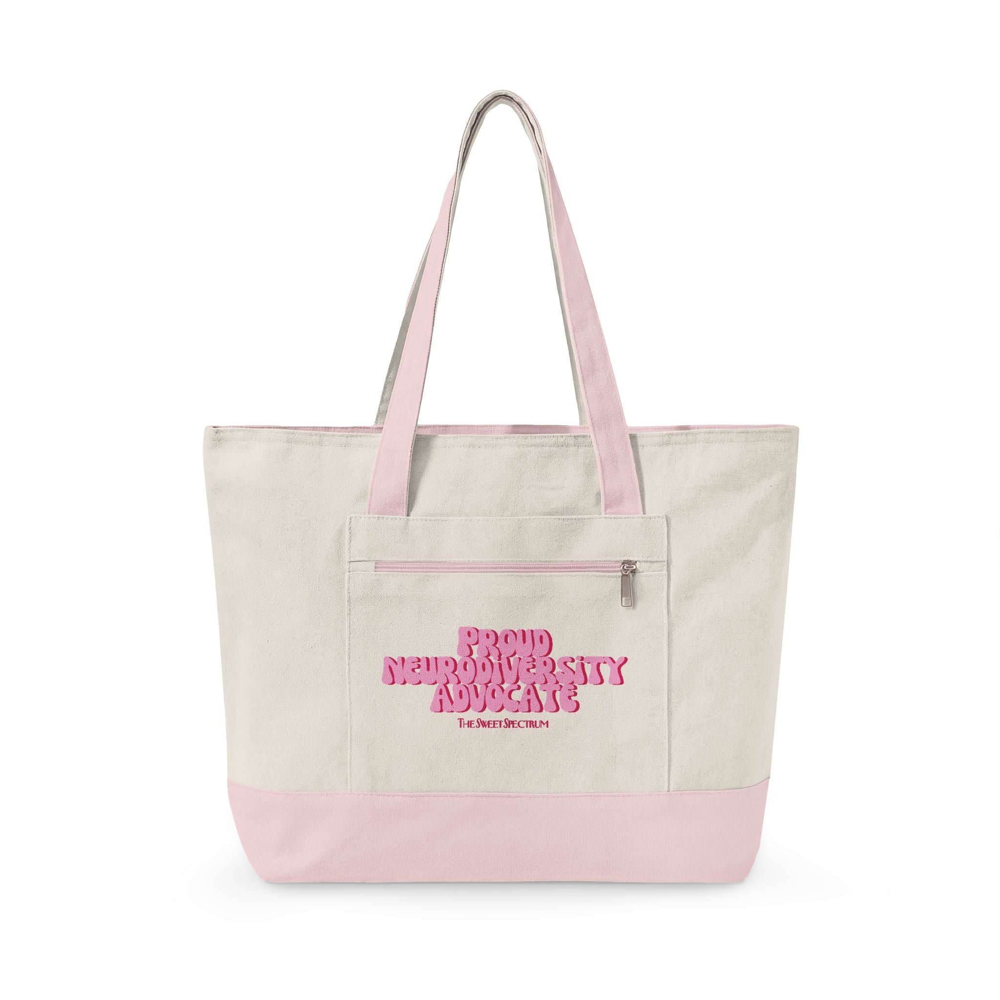 Proud Advocate Zipper Tote Pink Text